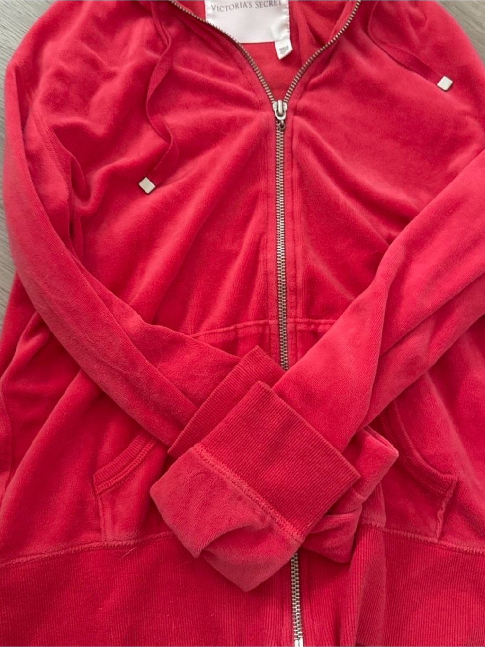 Victoria's Secret Red Velour Zip-Up Jacket